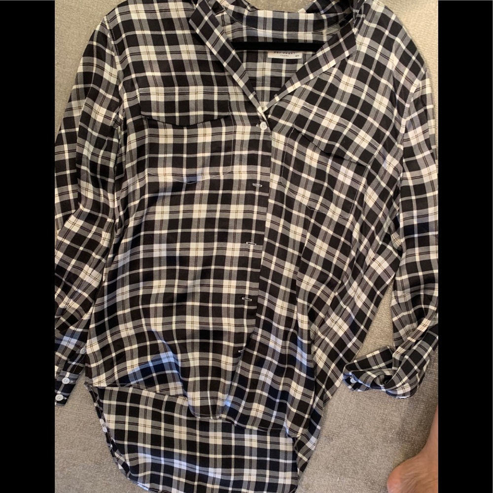 Equipment plaid silk top